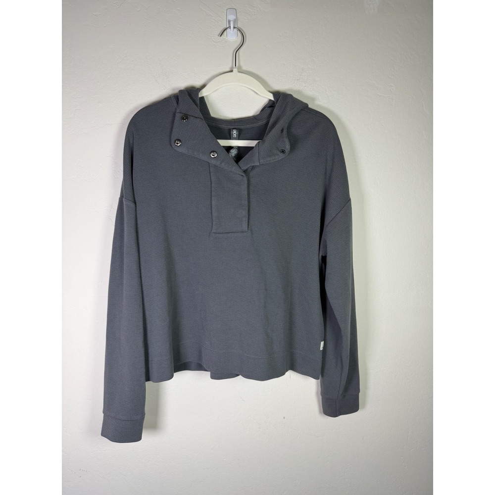 Vuori Womens Grey Long Sleeve Snap Neck Hoodie Pullover Athleisure XL - Picture 2 of 9